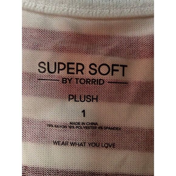 Torrid Super Soft Plush Pink Striped V-neck Top w/ Dropped Shoulders Size 1X NWT - Picture 6 of 10